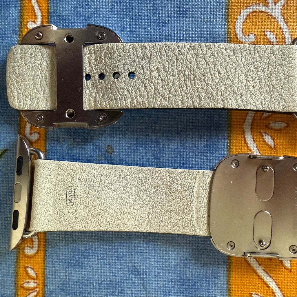 Brown leather watch strap photographed for a marketplace product listing